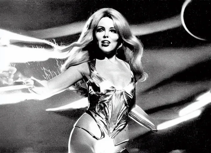 Image similar to kylie minogue in a still from the film barbarella ( 1 9 6 8 )