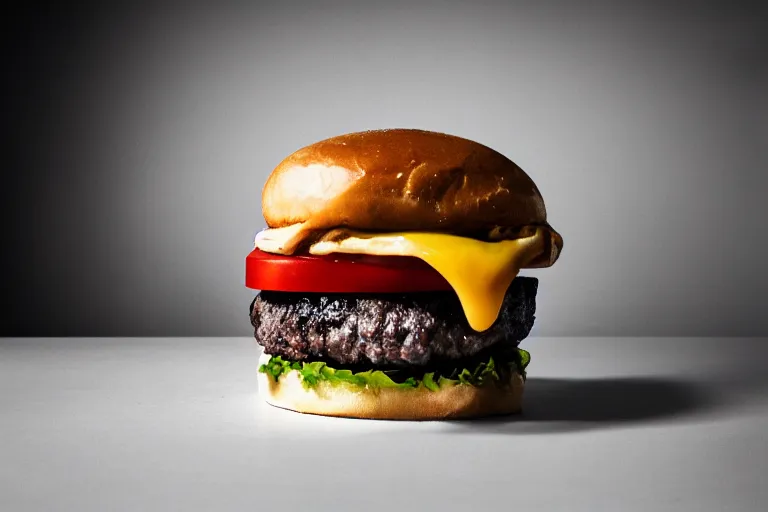 Image similar to brutalist burger, soft lighting, 3 5 mm, spotlight photography