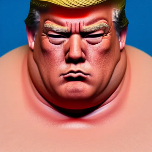 Image similar to Photo of Donal Trump as a Sumo Wrestler, realism, ray tracing, 8k