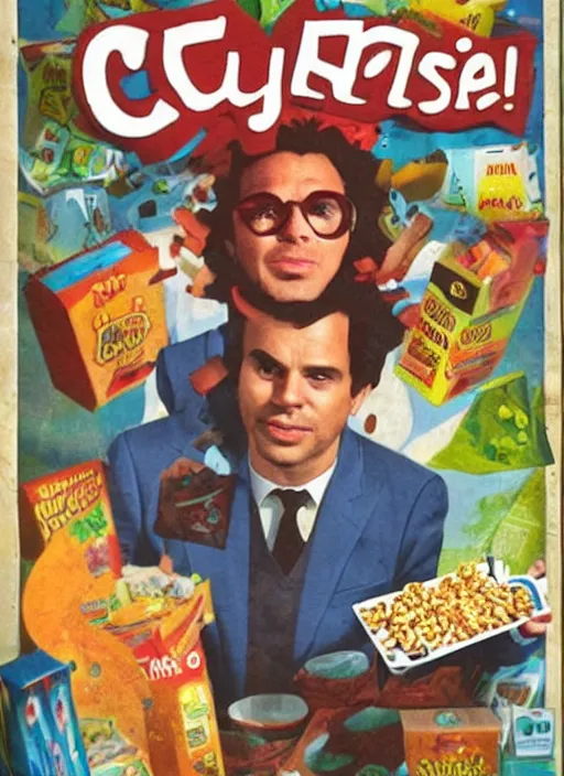 Image similar to surrealist mark ruffalo on a cereal box, recursion