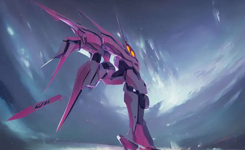 Image similar to A painting of Unit-01 from Evangelion trending on artstation in the style of Greg Rutkowski