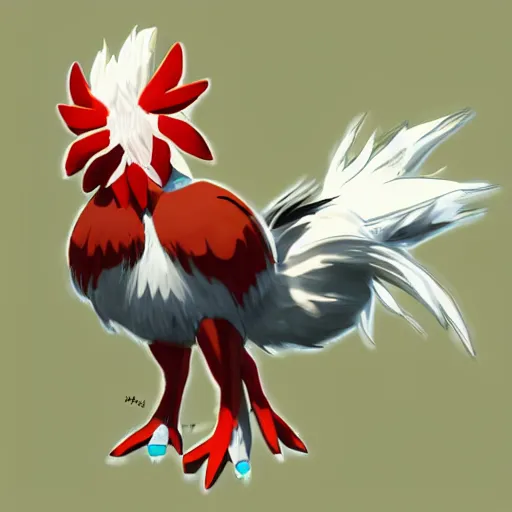 Prompt: a pokemon that looks like a Rooster. A coconuts pokemon. The body half coconuts half rooster,Trending on art station. Unreal engine.