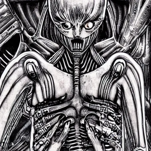 Image similar to H.R Giger seinen manga ☕🍩🌞!!!!