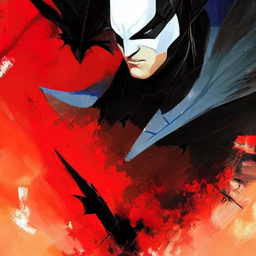 Image similar to terry mcginnis, batman beyond, brush strokes, oil painting, greg rutkowski