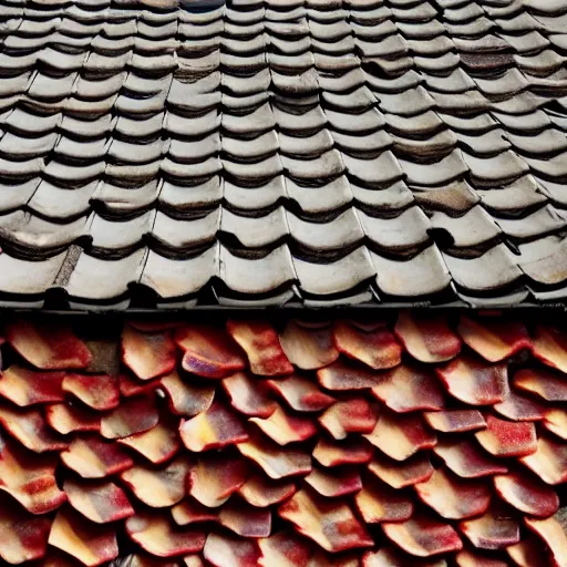 Image similar to a close - up photo of a farmhouse with walls and roof made of bacon, bokeh