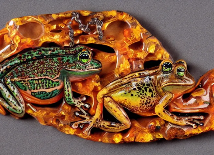 Image similar to frogs and lizards painting carved in amber by chiara bautista and norman rockwell and greg rutkowski weta studio