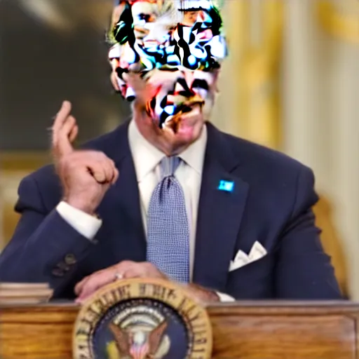Image similar to closeup of Joe Biden with his tongue sticking out
