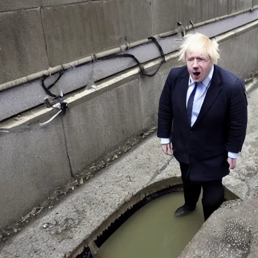 Prompt: photo of boris johnson lost in the sewers