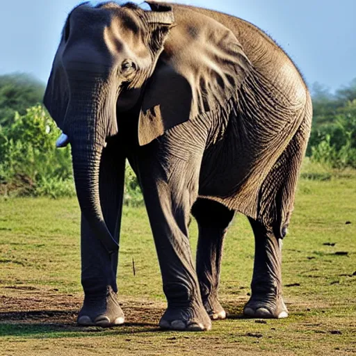 Prompt: photo of an elephant wearing pajamas