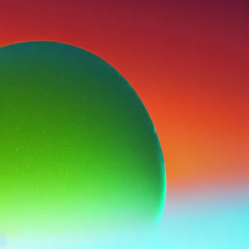 Image similar to a green opaque bubble floating in the center of a sunset cliff, white particles going up inside the bubble, digital concept art, 4 k