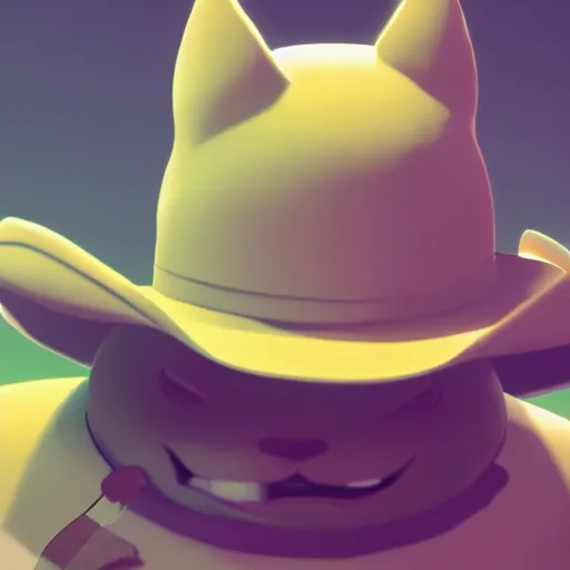 snorlax wearing a cowboy hat by ken sugimori, digital Stable