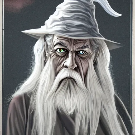 Image similar to 2 tone creepy gandalf