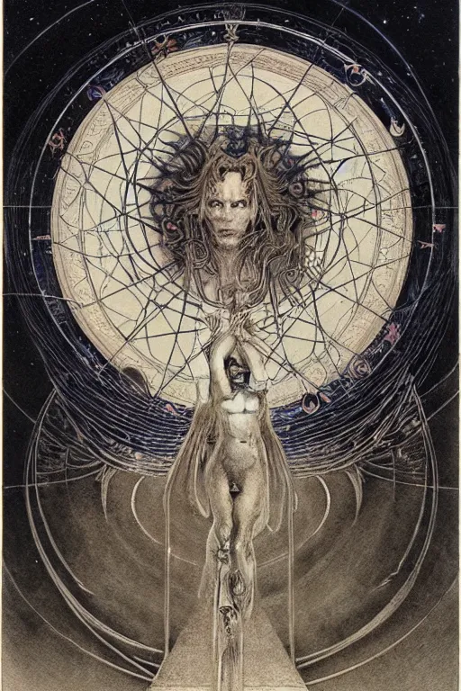 Image similar to a spiral occult diagram of winning by wayne barlowe, gustav moreau, goward,  Gaston Bussiere and roberto ferri, santiago caruso, and austin osman spare