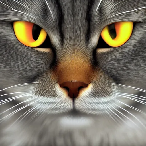 Image similar to Detailed Siberian cat by candles, digital art