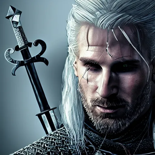 Image similar to Messi as the witcher, the witcher wild hunt, detailed, realistic, Octan, high resolution, unreal,