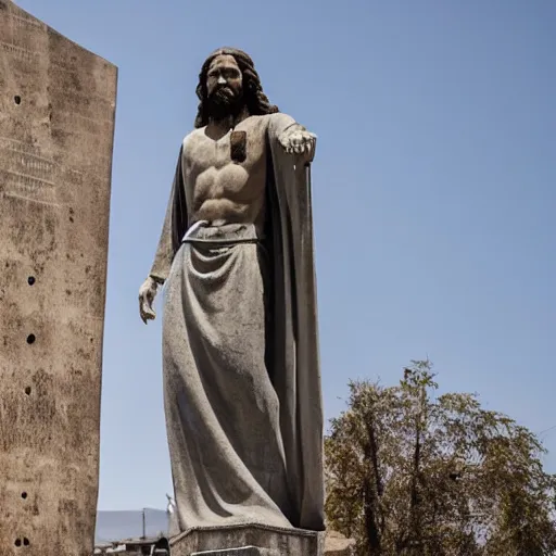 Image similar to giant concrete statue of Jesus Christ on a cross