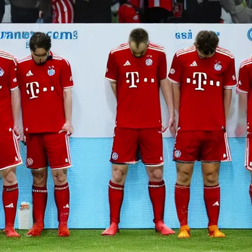 Prompt: bayern munchen football players looking devastated in the shower after a big defeat