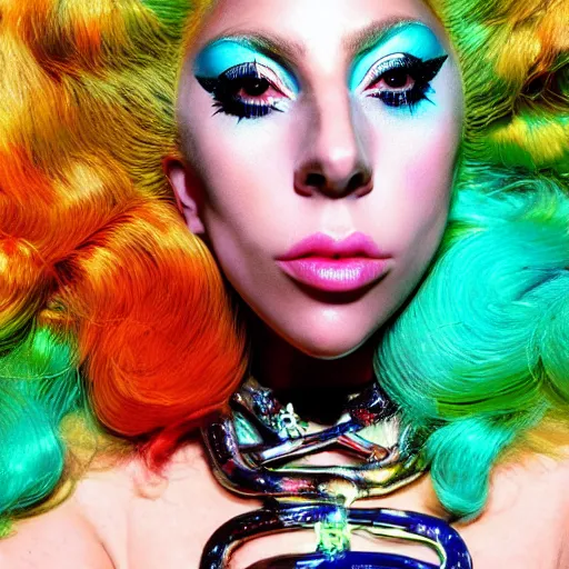 Prompt: lady gaga artpop act 2 album cover shot by nick knight, showstudio, full body, artpop, jeff koons, number 1 on billboard album charts, canon, highly realistic. high resolution. highly detailed. dramatic. 8 k. 4 k.