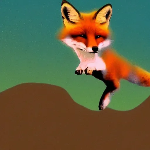 Prompt: multicolor 3 d render of fox jumping from waterfall by andy warhol created at antiquity in 4 k ultra high resolution, with inspiring feeling