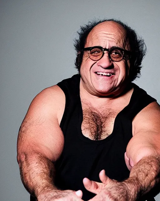 Image similar to danny devito as a wwe wrestler. photographic, photography