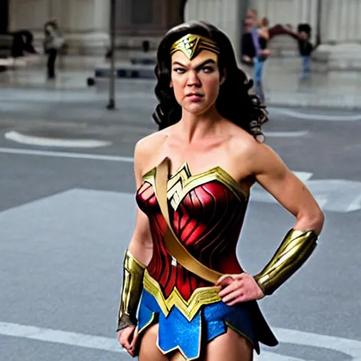 Image similar to Adrianne Palicki as Wonder Woman wearing the movie costume