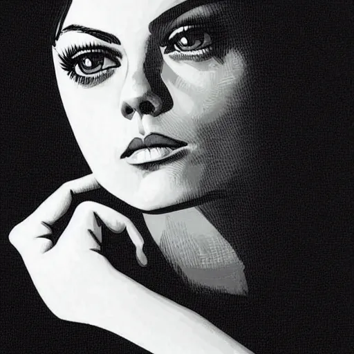 Image similar to “ mila kunis retro minimalist portrait by jean giraud, art of moebius, sharp, smooth face, comic, 8 k ”