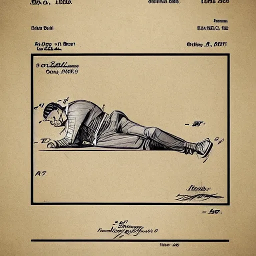 Prompt: sleeping man as a patent drawing. technical drawing. mathematical.