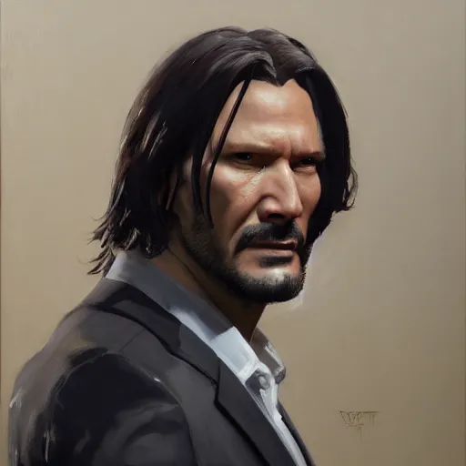Image similar to greg manchess portrait painting of partially armored john wick as overwatch character, medium shot, asymmetrical, profile picture, organic painting, sunny day, matte painting, bold shapes, hard edges, street art, trending on artstation, by huang guangjian, gil elvgren, ruan jia, greg rutkowski, gaston bussiere