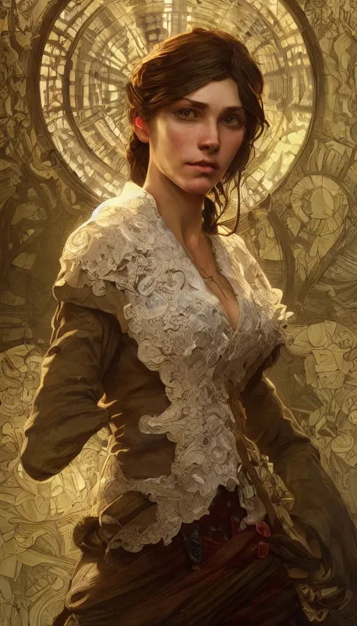 Image similar to tailor, sweaty, insane, intricate, highly detailed, digital painting, artstation, concept art, smooth, sharp focus, illustration, Unreal Engine 5, 8K, art by artgerm and greg rutkowski and alphonse mucha