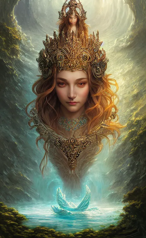 Image similar to the goddess of the lake, highly detailed, d & d, water everwhere fantasy, highly detailed, digital painting, trending on artstation, concept art, sharp focus, global illumination, ray tracing, illustration, art by artgerm and greg rutkowski and fuji choko and viktoria gavrilenko and hoang lap