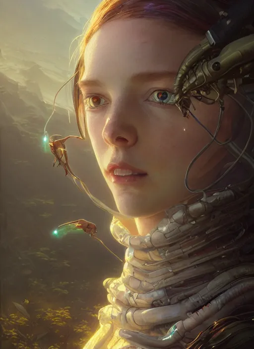 Prompt: highly detailed portrait of an alien girl, stephen bliss, unreal engine, fantasy art by greg rutkowski, loish, rhads, ferdinand knab, makoto shinkai and lois van baarle, ilya kuvshinov, rossdraws, tom bagshaw, alphonse mucha, global illumination, radiant light, detailed and intricate environment