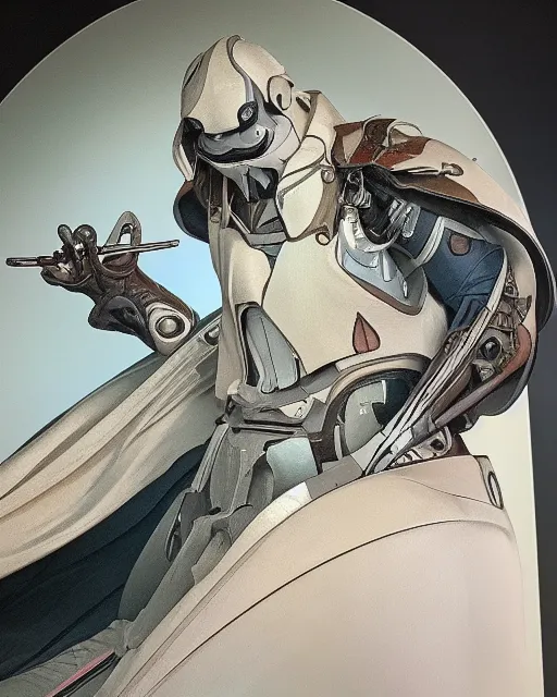 Image similar to 5 5 mm photo of general grievous. art by artgerm, alphonse mucha and greg rutkowski. highly detailed 8 k. intricate. lifelike. soft light. nikon d 8 5 0.