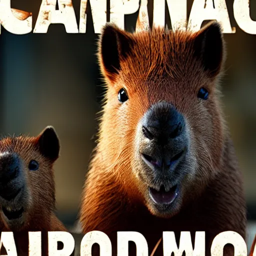 Prompt: Movie Poster Of A Capybara With His Human Friend Epic, Cinematic, 4K