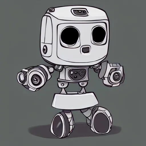 Prompt: Digital illustration of a cute robot character, cartoon character, concept art, cartoony procreate, drawing, ink, Trend on Behance Illustration, Childrens Art in Artstation