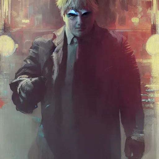 Image similar to boris johnson, hyperrealistic portrait, bladerunner street, art of elysium by jeremy mann and alphonse mucha, fantasy art, photo realistic, dynamic lighting, artstation, poster, volumetric lighting, very detailed face, 4 k, award winning