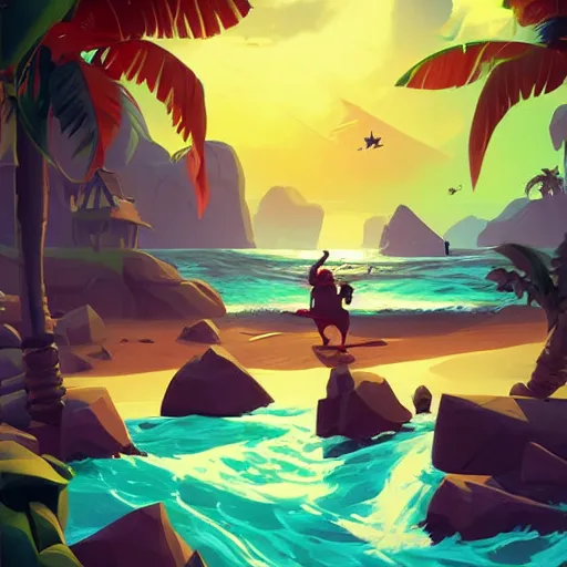 Image similar to painting treasure on sea of thieves game smooth median photoshop filter cutout vector, behance hd by jesper ejsing, by rhads, makoto shinkai and lois van baarle, ilya kuvshinov, rossdraws global illumination