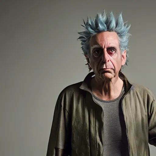 Prompt: Photograph of Rick Sanchez from Rick & Morty, taken by Annie Leibovitz