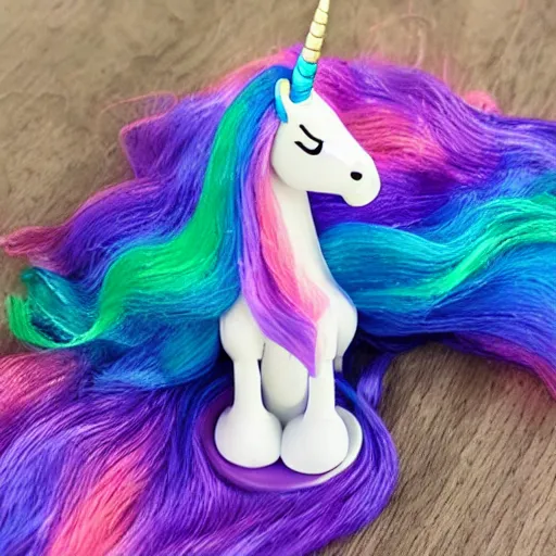 Prompt: unicorn vinyl stop motion doll