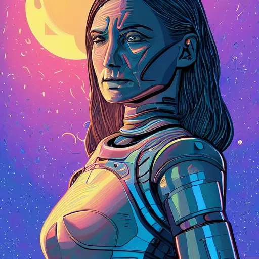 Image similar to portrait of a female android, by Dan Mumford, 4k