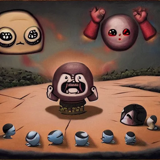 Image similar to the binding of isaac, surrealism