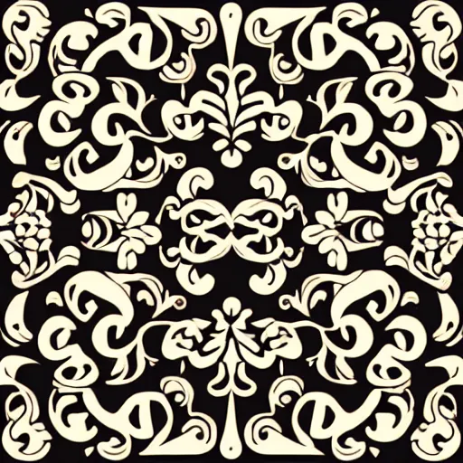 Image similar to ornate rococo embroidery pattern design bordering a box, flat clean lines, made in illustrator