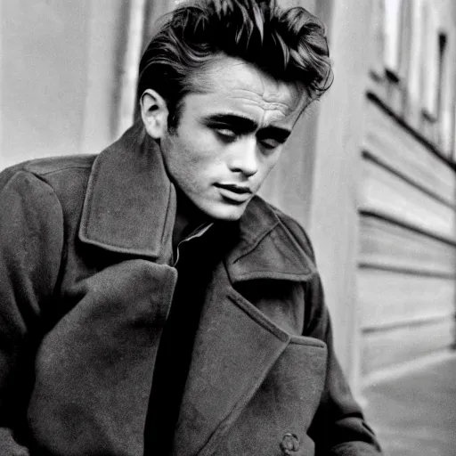 Image similar to james dean photographed by peter lindbergh