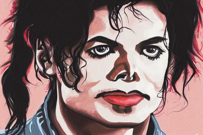 Image similar to michael jackson as a justin bieber, portrait, digital art,