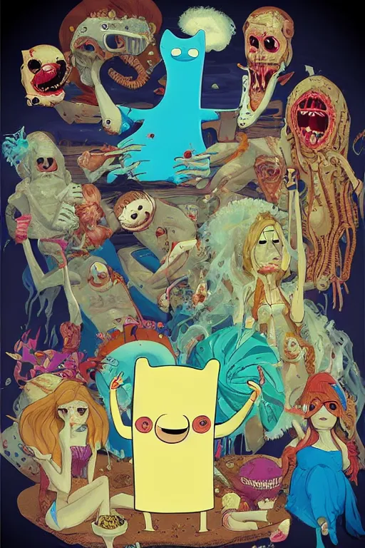 Image similar to beach blanket bingo, body horror, David cronenberg, in the style of Adventure Time