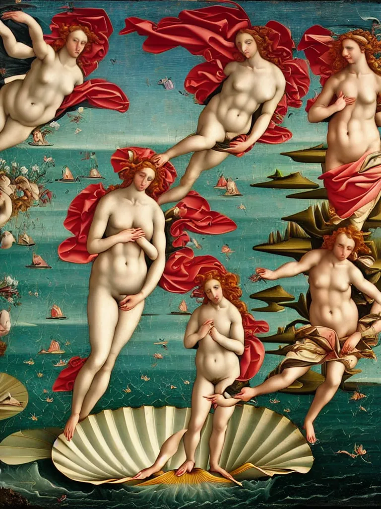 Image similar to the birth of venus, renaissance, highly detailed