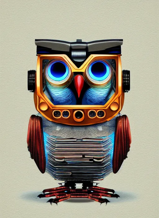 Image similar to colored pencil and pen drawing of an animatronic robot owl, bird made from rusty old keys and padlocks, space background, 8 k photorender realityengine