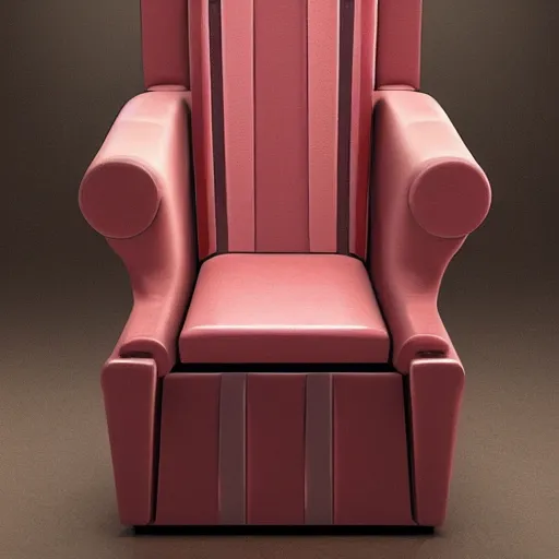 Prompt: an armchair designed in baconpunk aesthetic