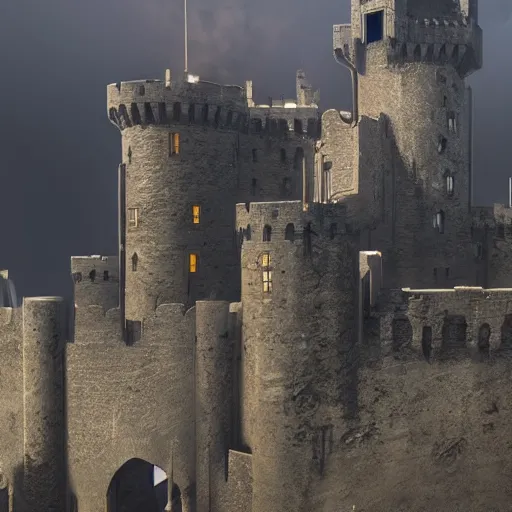 Image similar to castle, 8 k uhd, unreal engine, reflected chrome, octane render in the artstyle of greg rutkowski