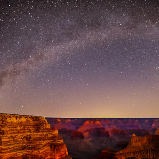 Image similar to detailed photograph of potato overlooking the grand canyon at night astrophotography