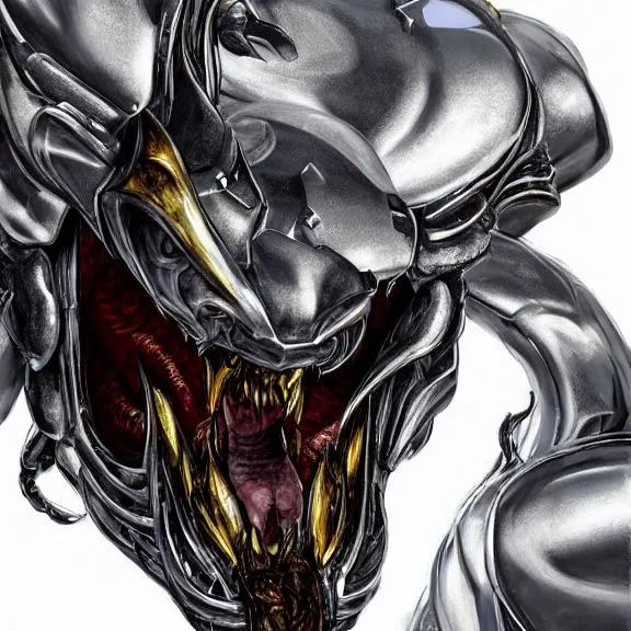 Image similar to detailed maw shot of a gigantic elegant beautiful stunning anthropomorphic hot robot mecha female dragon, swallowing a small human like it was dragon food, with sleek silver metal armor and cat ears, OLED visor over eyes, the human being consumed lays on the tongue, food pov, prey pov, micro pov, vore, digital art, mawshot, dragon vore, dragon maw, furry art, high quality, 8k 3D realistic, macro art, micro art, Furaffinity, Deviantart, Eka's Portal, G6